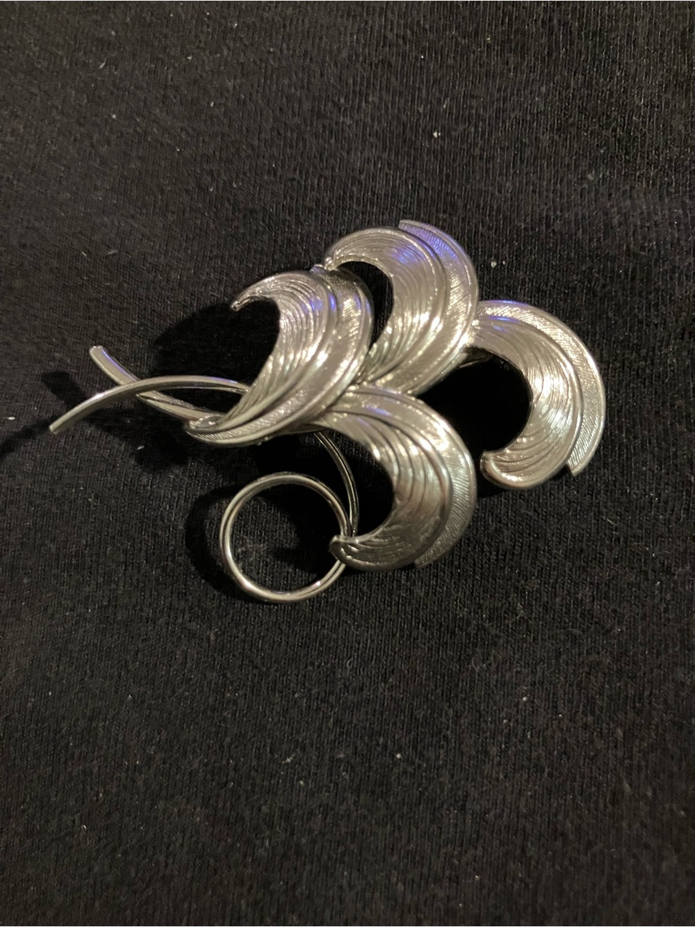 Estate Silver-Tone Floral Wave Brooch